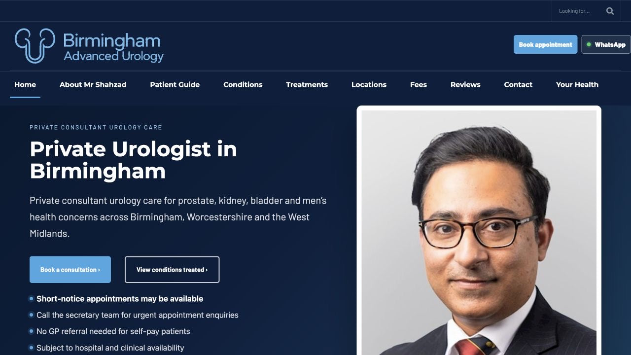 Birmingham Advanced Urology website homepage