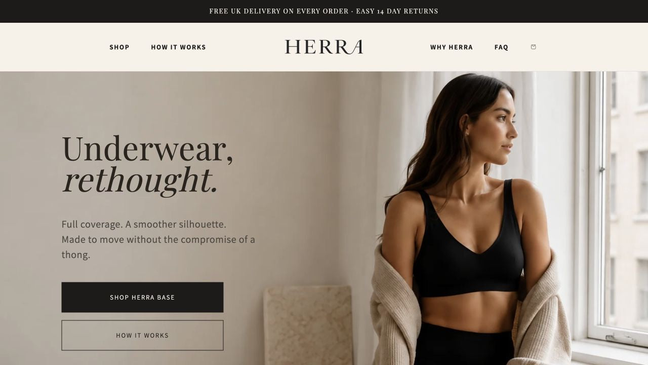 Herra UK ecommerce website homepage